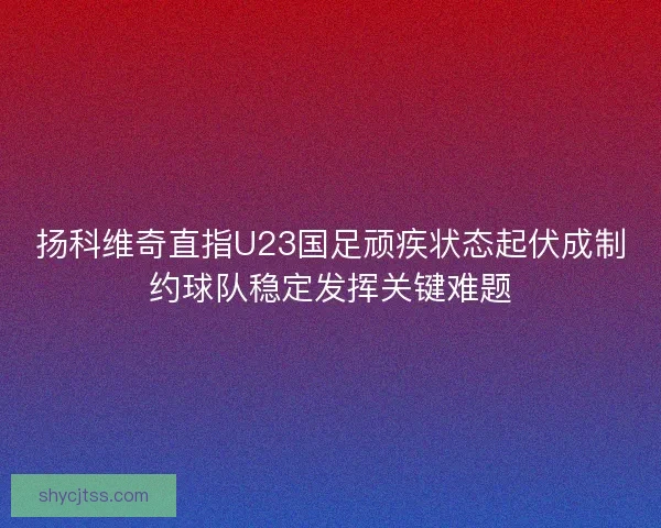 扬科维奇直指U23国足顽疾状态起伏成制约球队稳定发挥关键难题
